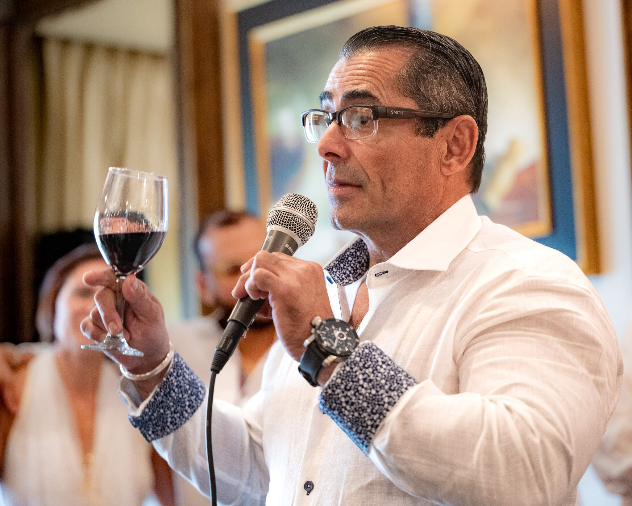 Miguel A. Seda, WSET III certified sommelier, leading a private wine tasting in Puerto Rico