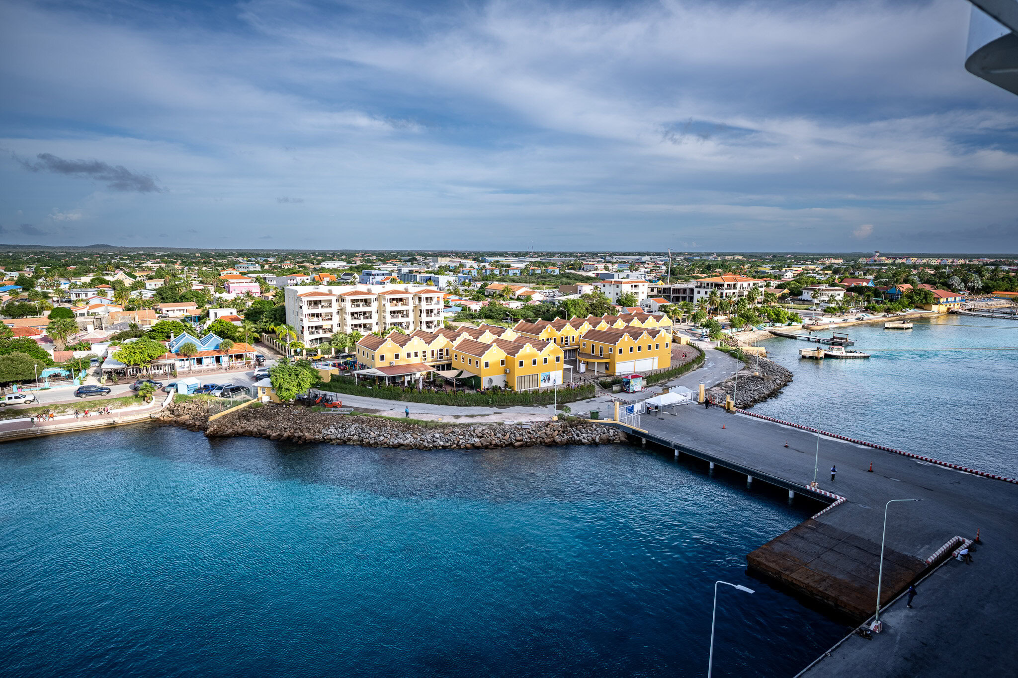 Bonaire Dock from Disney Magic – Southern Caribbean Cruise View of Bonaire dock from the Disney Magic cruise ship during Southern Caribbean sailing
