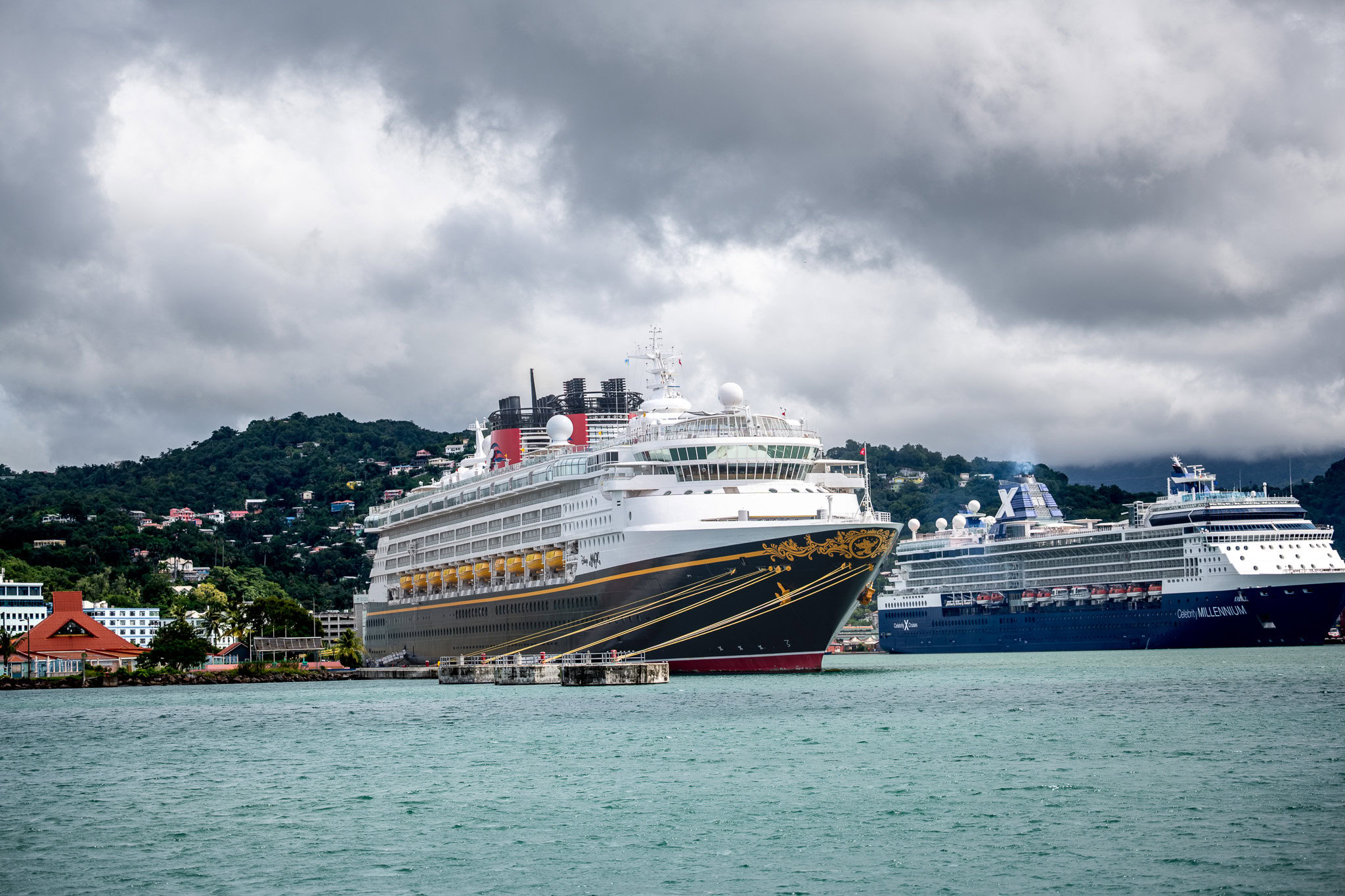Disney Magic docked in Castries, St. Lucia during cruise