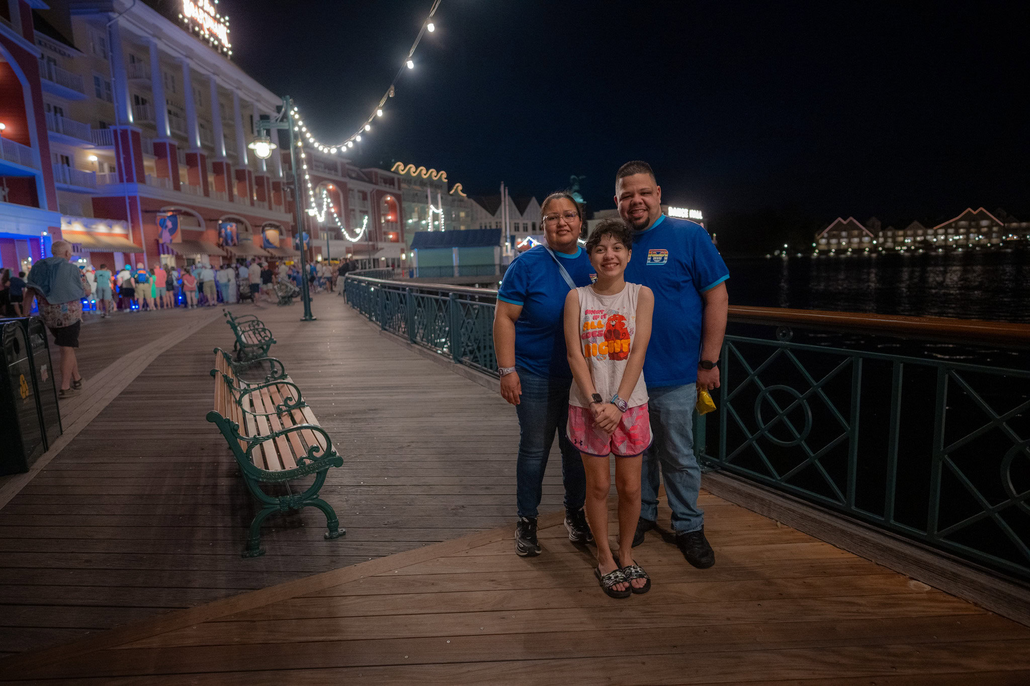 Family photo at Disney’s BoardWalk on Easter Day 2025