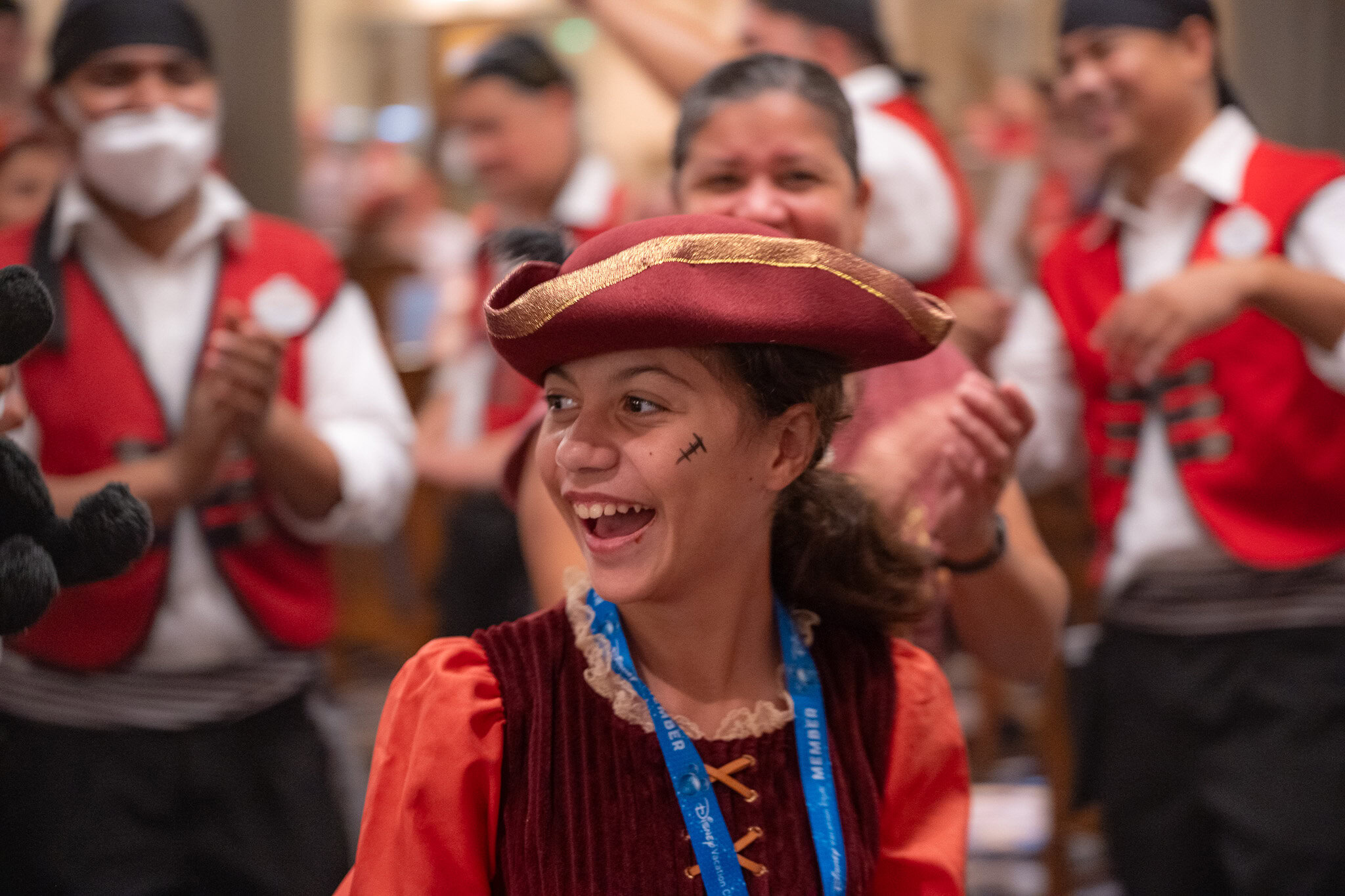 Happy moment during Pirate Night celebration onboard Disney Magic