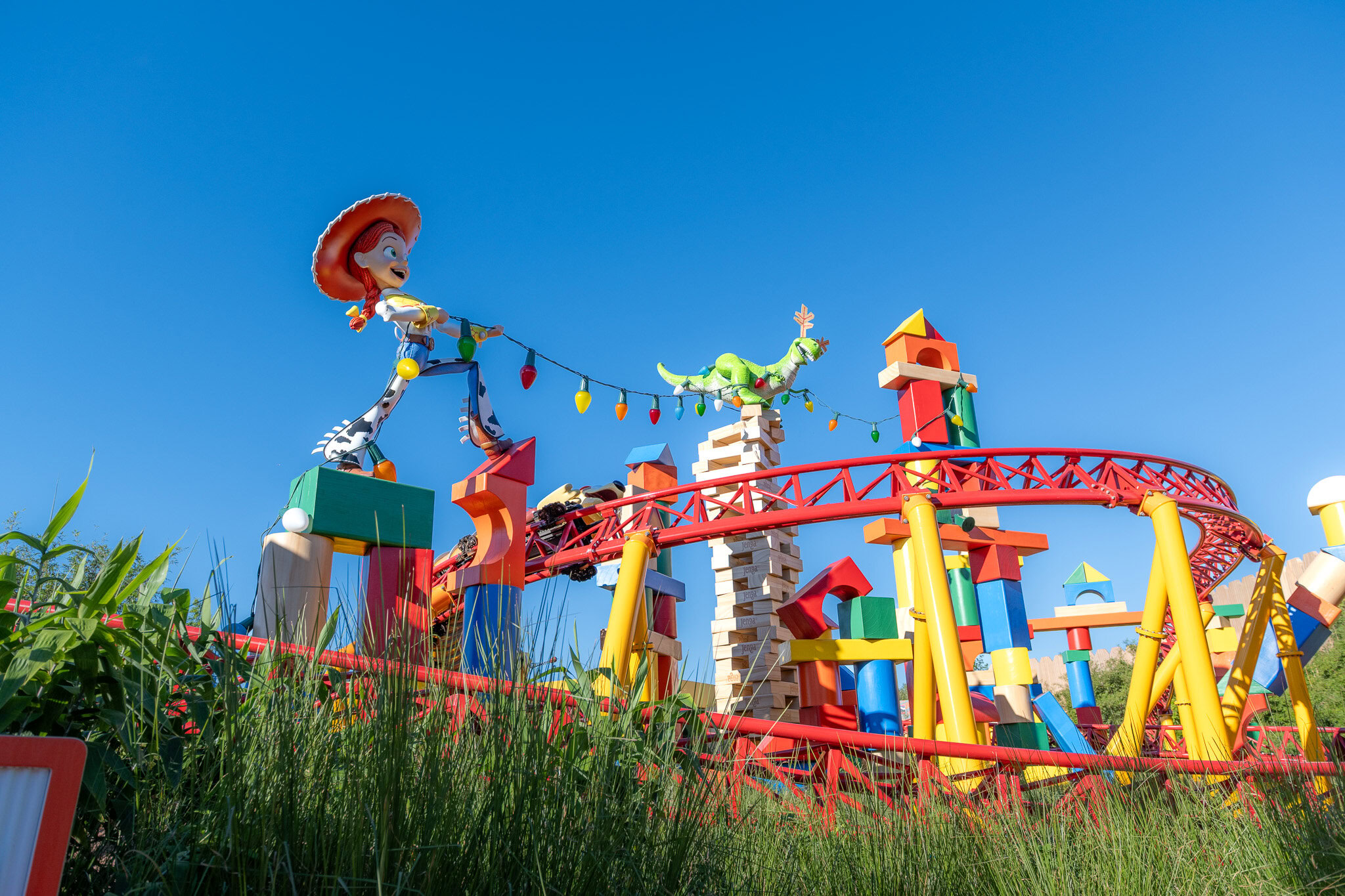 Jessie overlooks Slinky Dog Dash in Toy Story Land at Disney's Hollywood Studios.