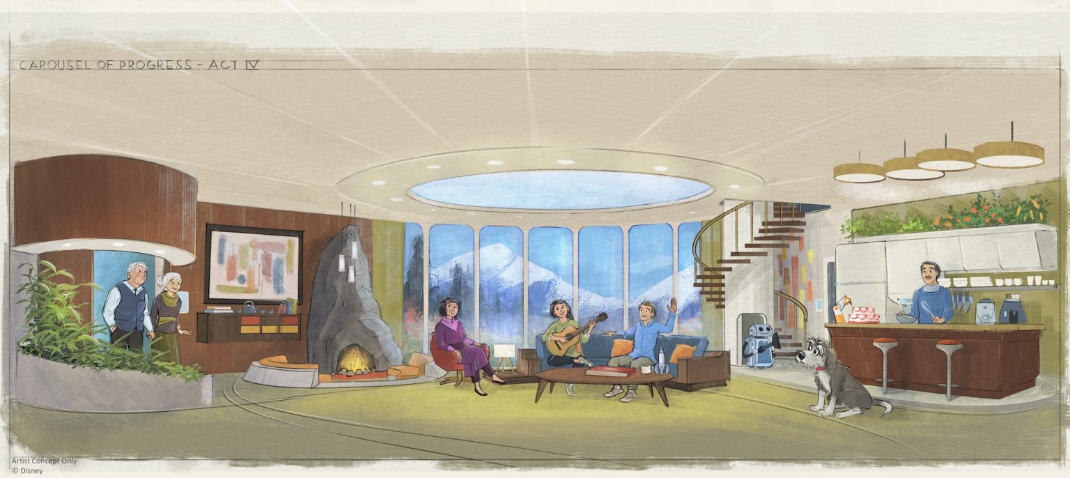 Concept art for the updated Carousel of Progress at Walt Disney World showing the attraction’s future scene.