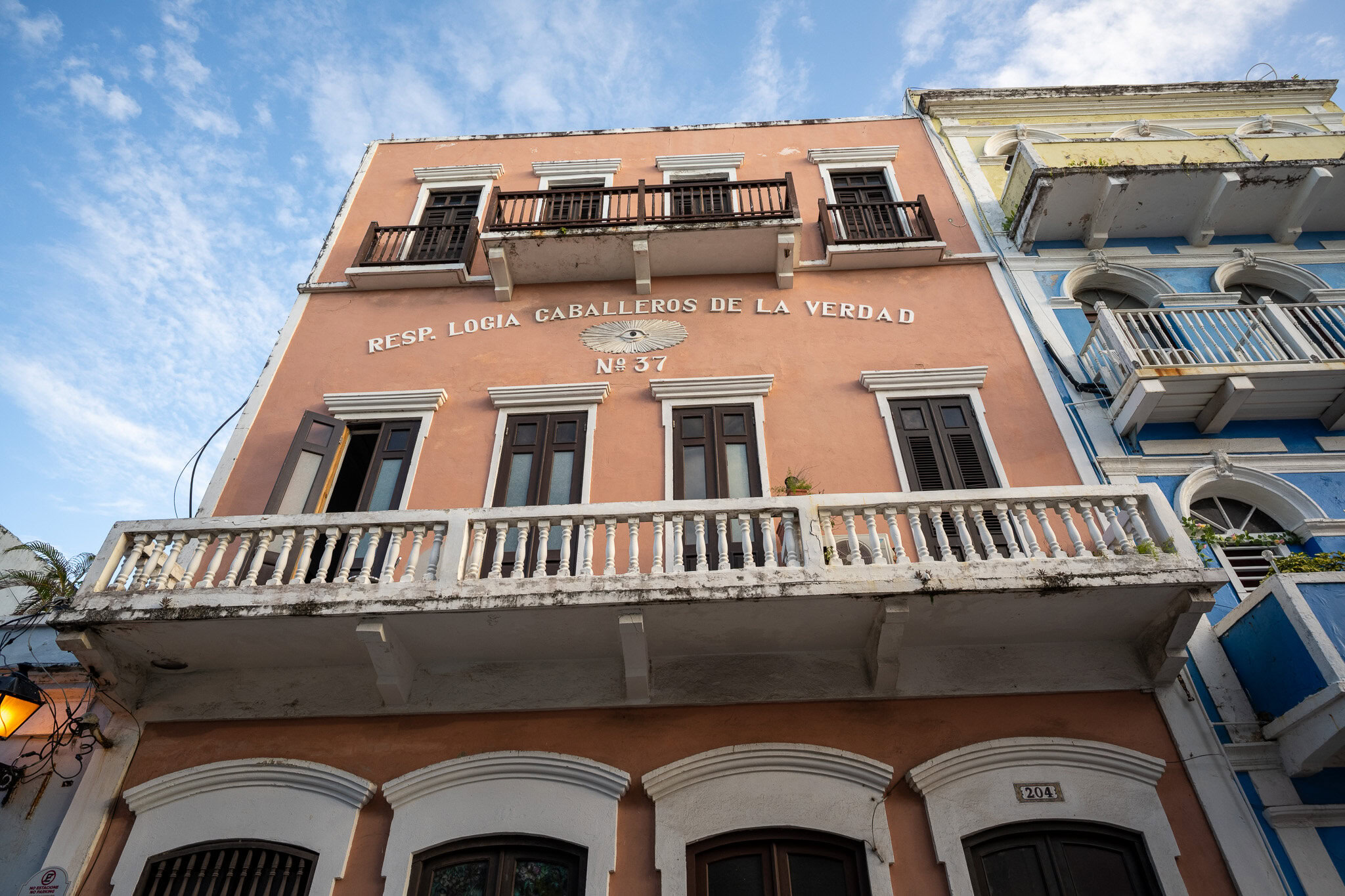 Historic colonial buildings along a street in Old San Juan Puerto Rico