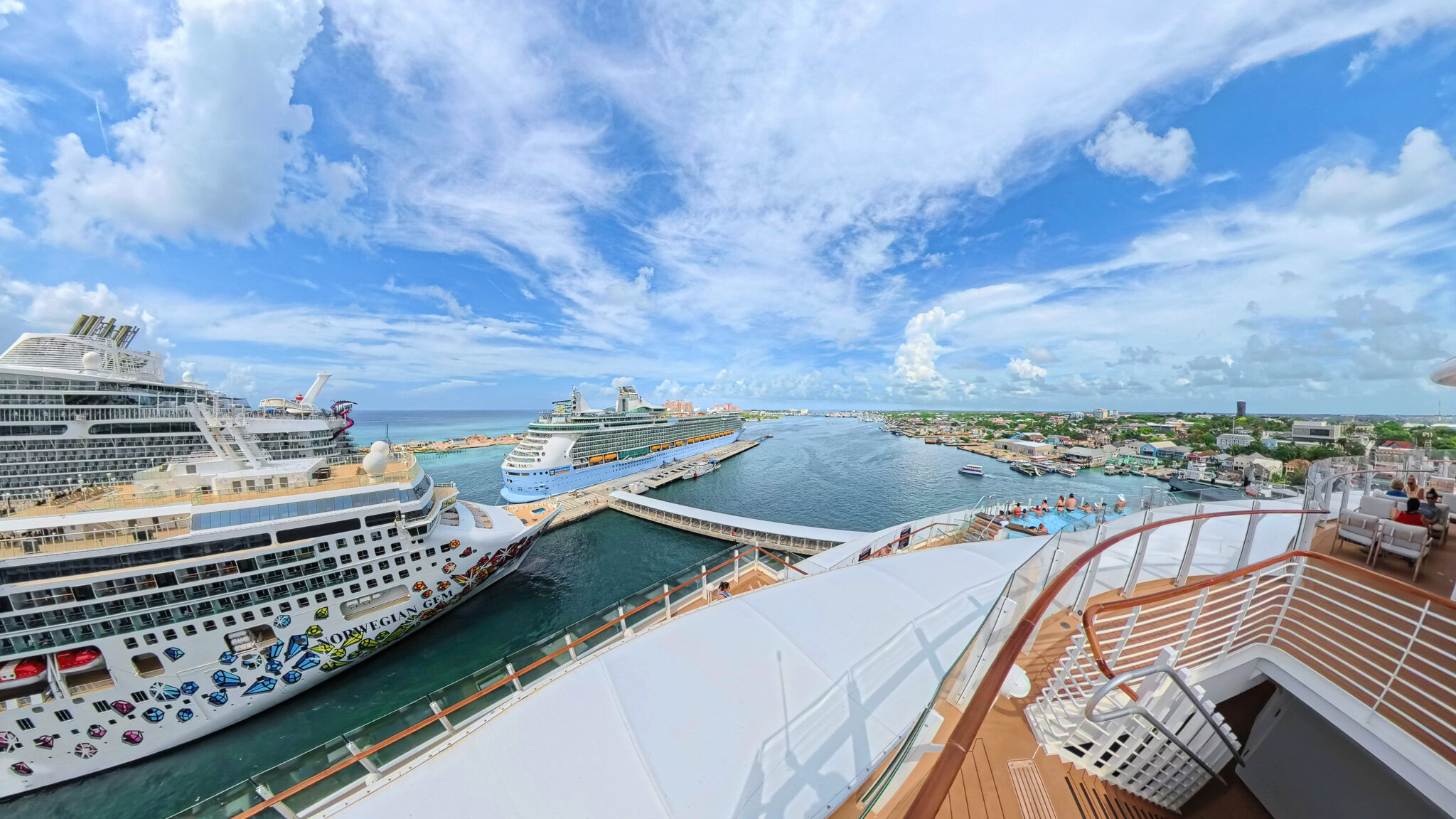 MSC and Margaritaville cruise ships docked in Nassau