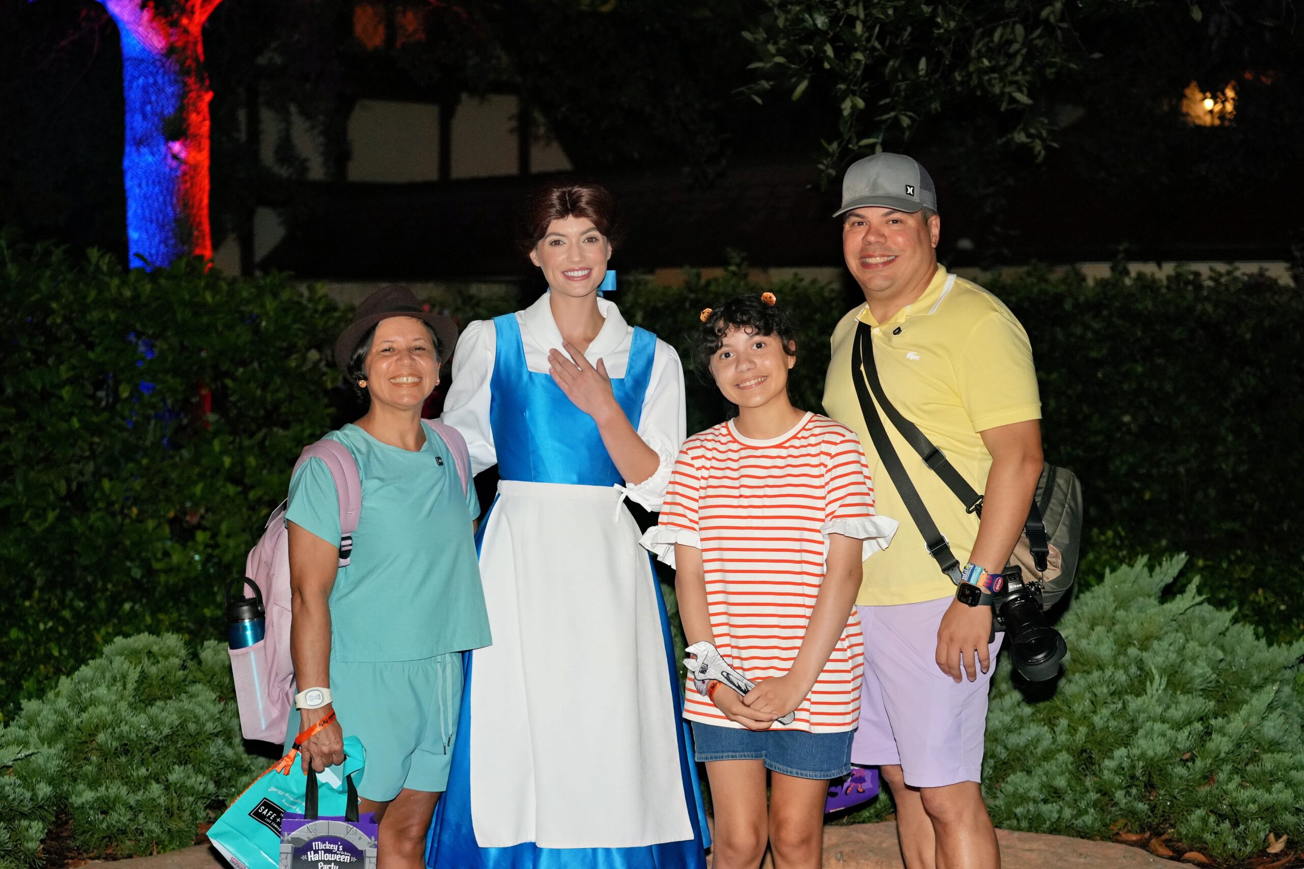 Raúl, Daniela, and Lucy meet Belle during Mickey’s Not-So-Scary Halloween Party