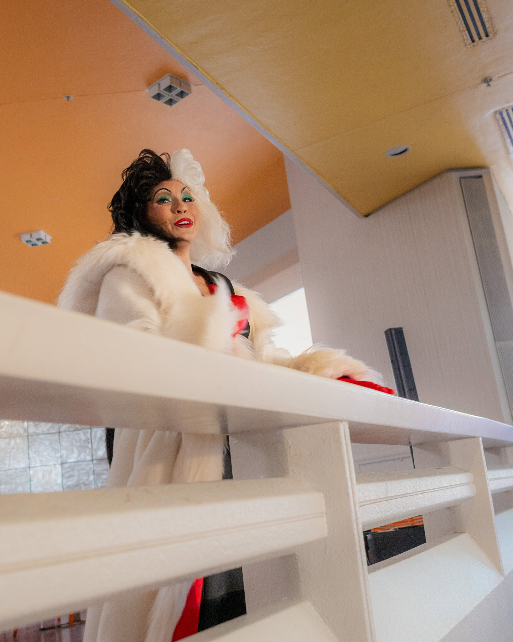 Cruella de Vil interacting with guests at Disney’s Contemporary Resort