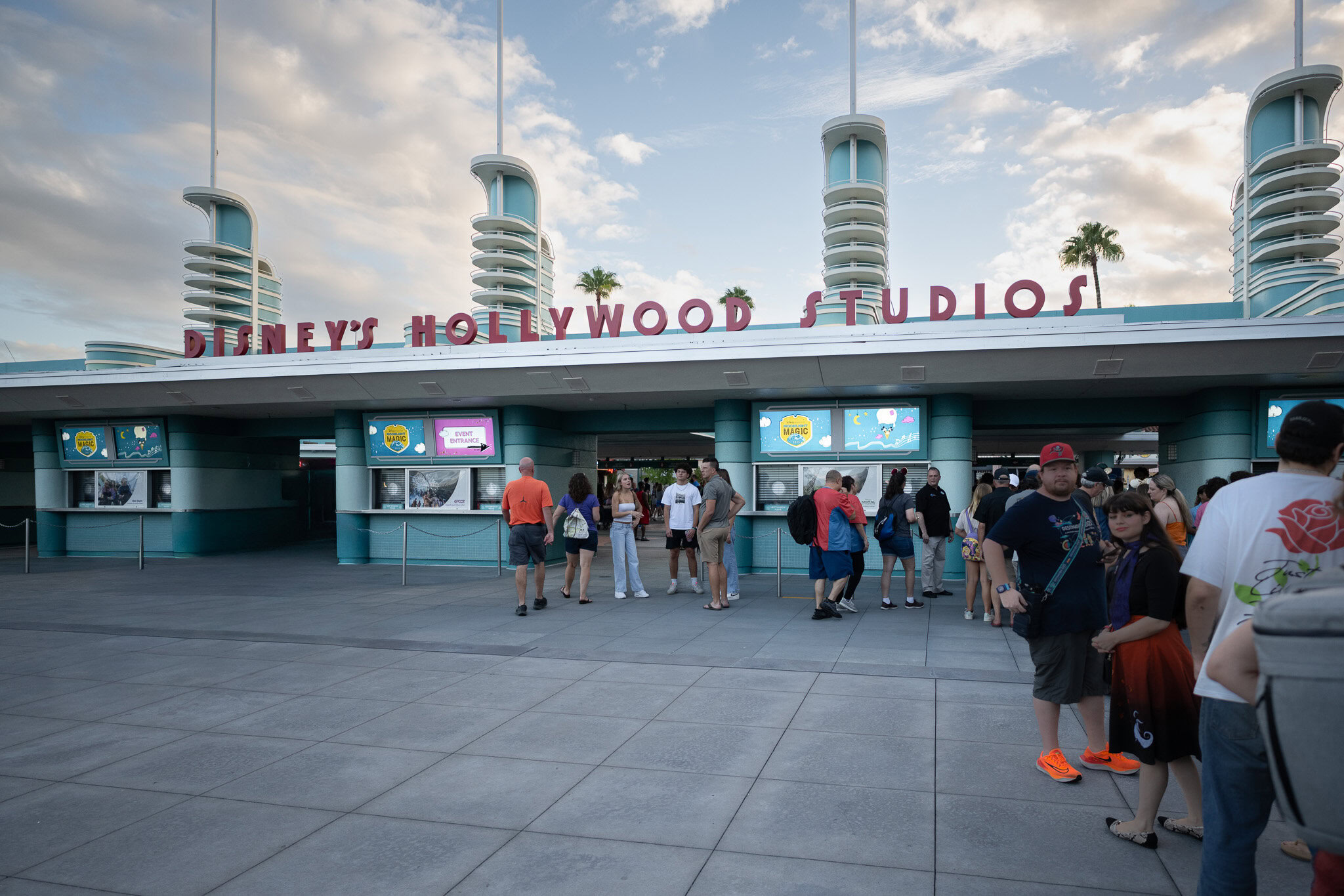 trance to Disney’s Hollywood Studios on Moonlight Magic night Guests entering Disney’s Hollywood Studios during DVC Moonlight Magic event