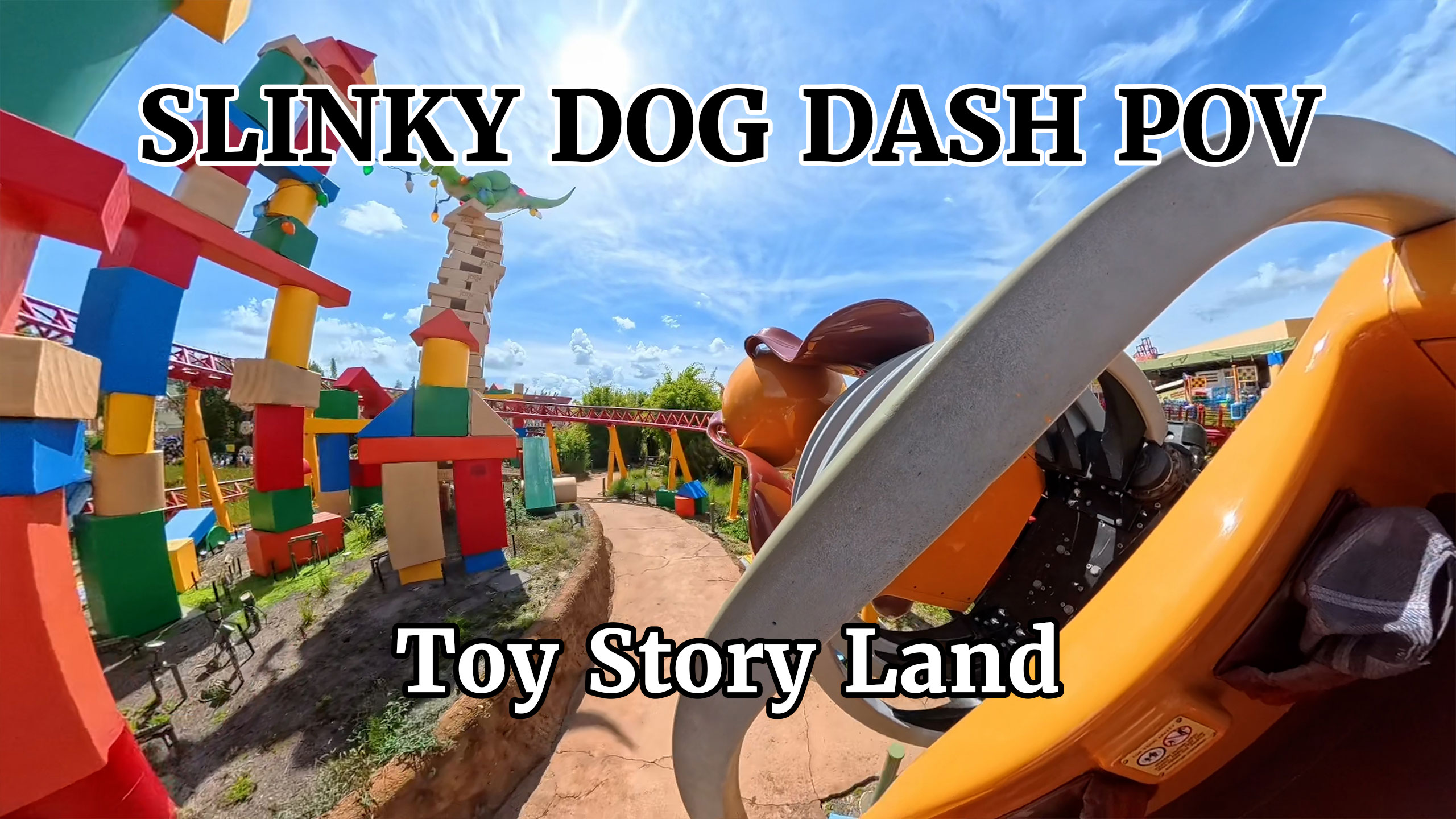 POV view from Slinky Dog Dash roller coaster in Toy Story Land at Disney’s Hollywood Studios