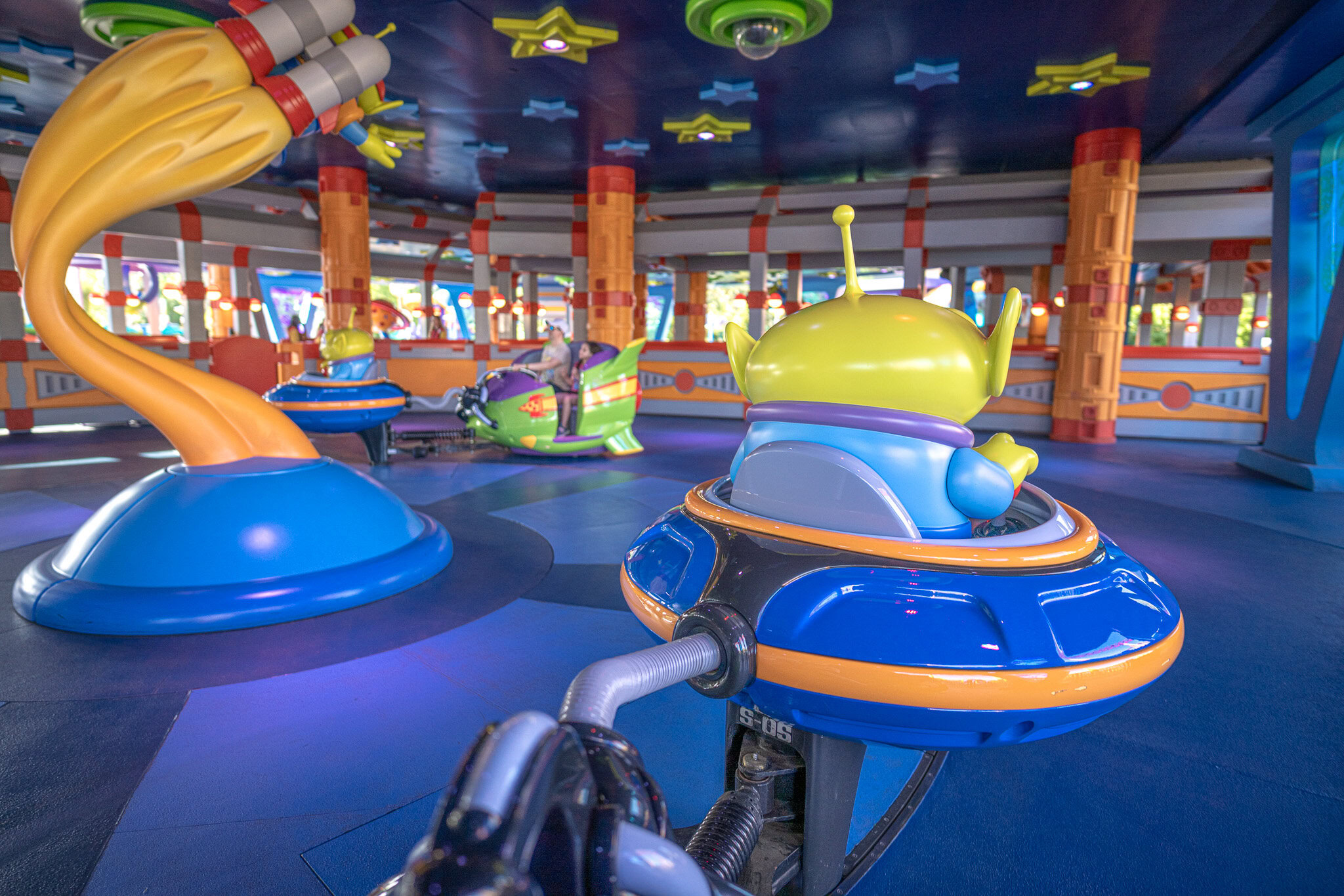 Alien Swirling Saucers Ride at Hollywood Studios Close-up of Alien Swirling Saucers ride at Hollywood Studios