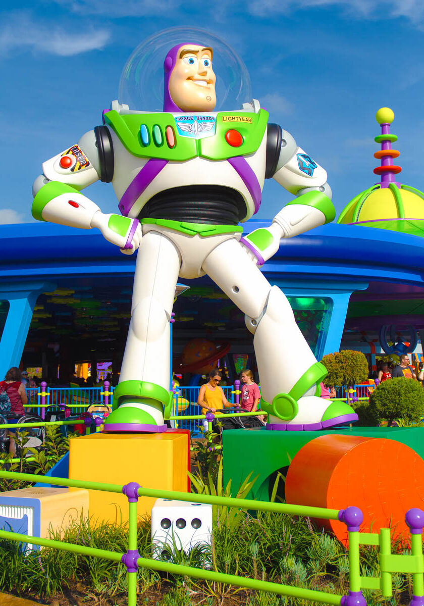 Giant Buzz Lightyear statue at Toy Story Land in Hollywood Studios.