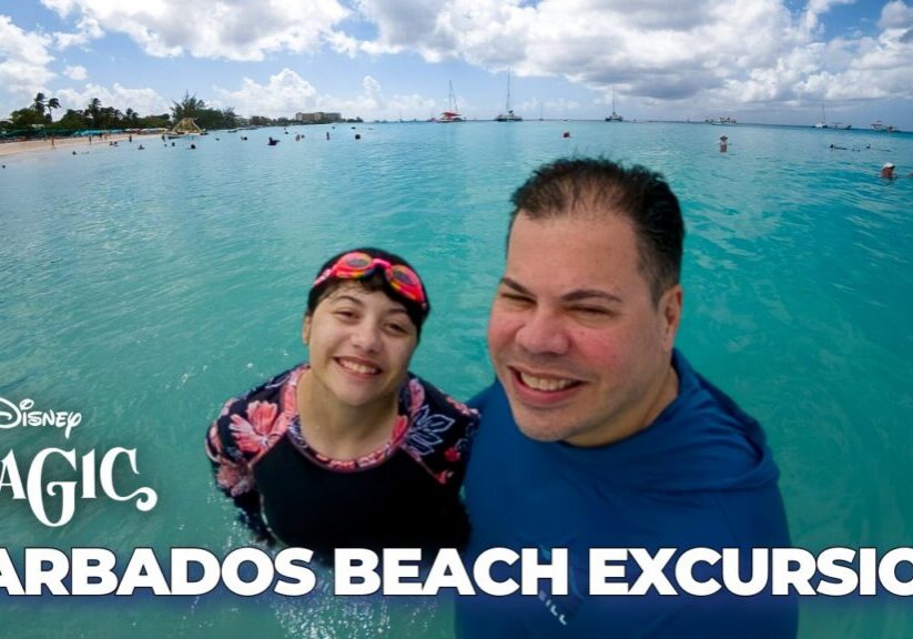 Disney Magic cruise passengers enjoying turquoise water during a Barbados beach excursion at Carlisle Bay.