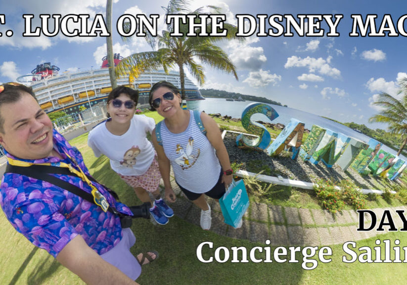 Family visiting St. Lucia cruise port during a Disney Magic Concierge sailing