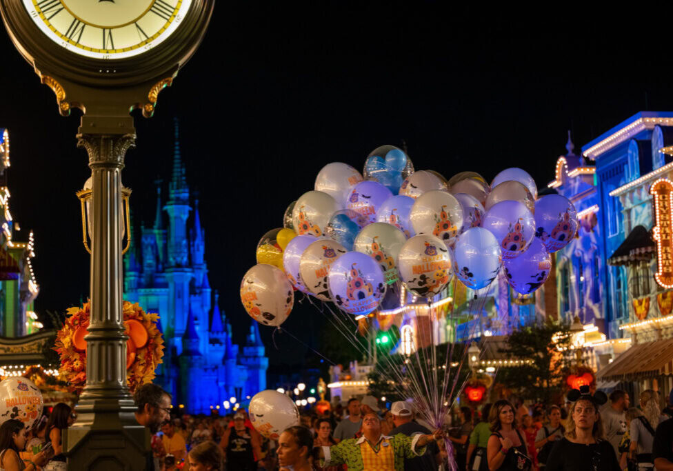 Main Street Halloween Balloons and Clock Tower