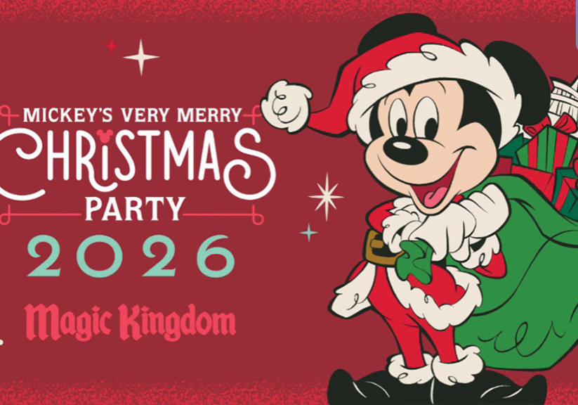 Official Mickey&rsquo;s Very Merry Christmas Party 2026 artwork featuring Mickey Mouse at Magic Kingdom