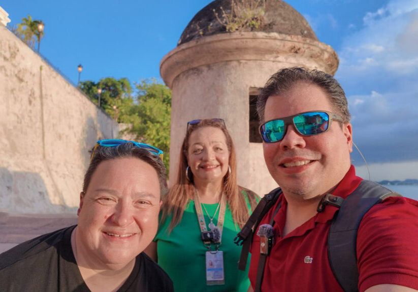 Ra&uacute;l Col&oacute;n with Myriam and Jossie from Aventuras Yuiza near the historic city walls of Old San Juan.